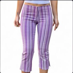 Retro Y2K Striped Low Rise Capri Pants
